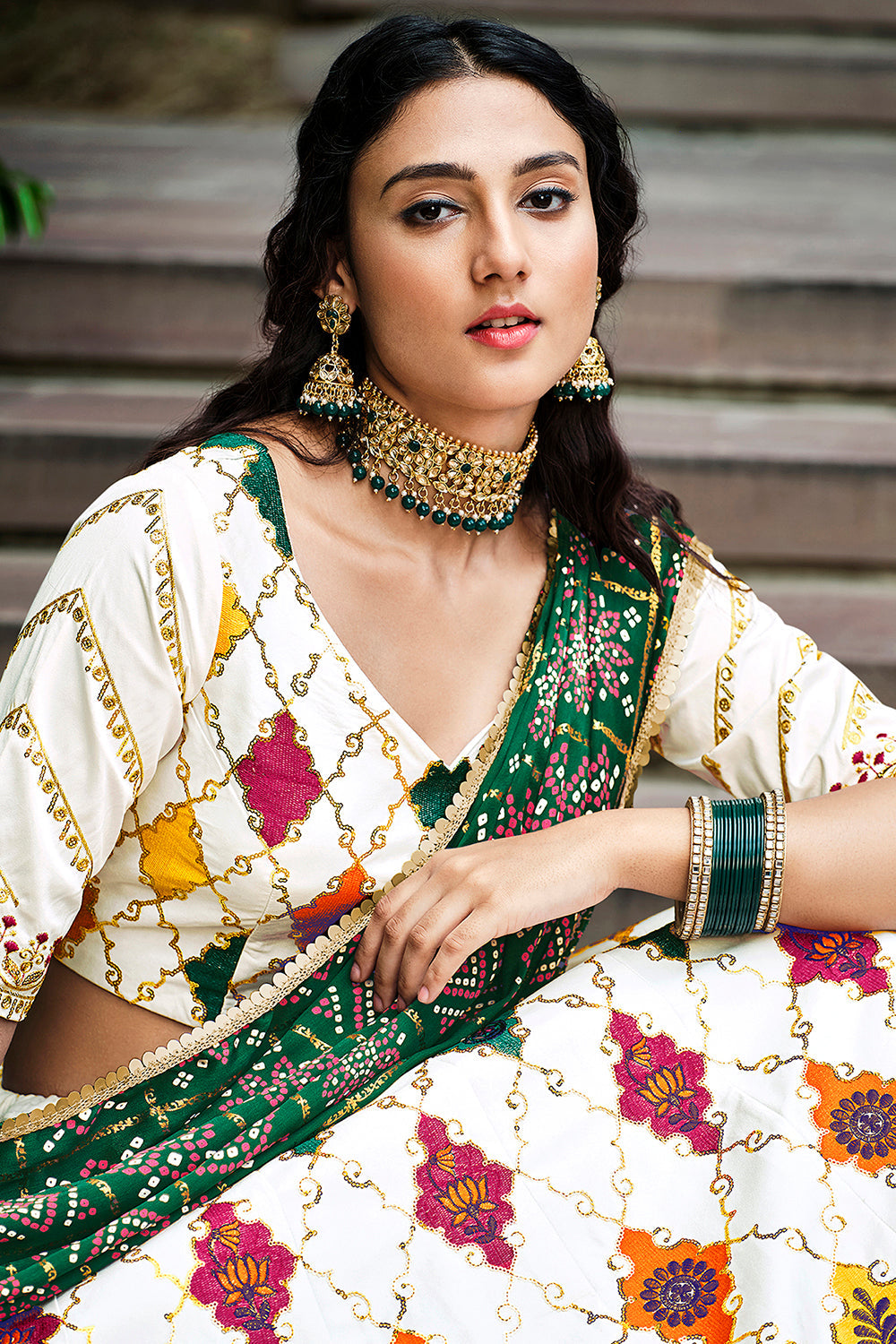 Incredible White Sequins Embroidered Silk Lehenga Choli ClothsVilla