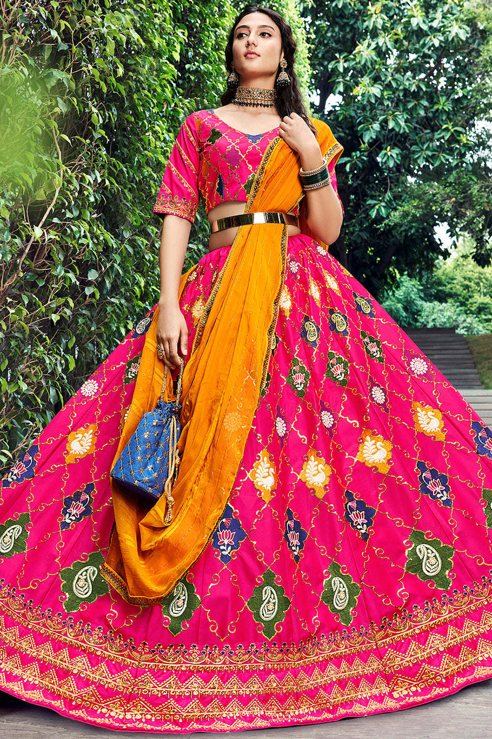 Stunning Dark Pink Sequins Embroidered Silk Lehenga Choli ClothsVilla
