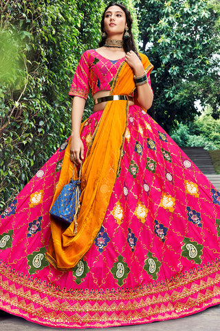 Stunning Dark Pink Sequins Embroidered Silk Lehenga Choli ClothsVilla