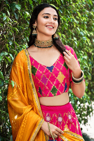 Stunning Dark Pink Sequins Embroidered Silk Lehenga Choli ClothsVilla