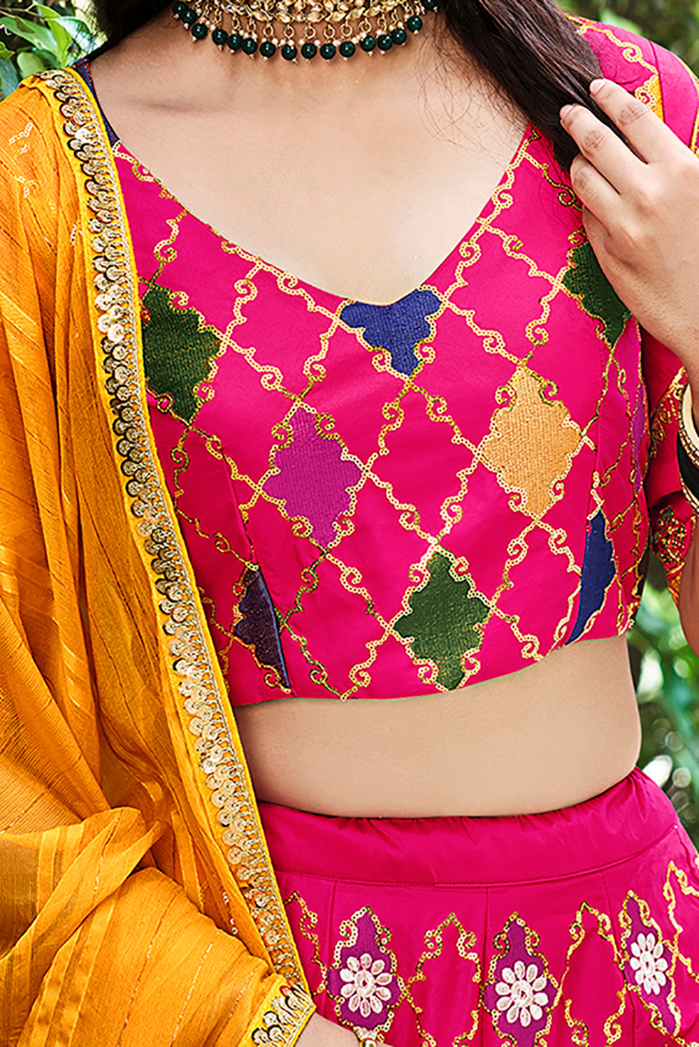 Stunning Dark Pink Sequins Embroidered Silk Lehenga Choli ClothsVilla