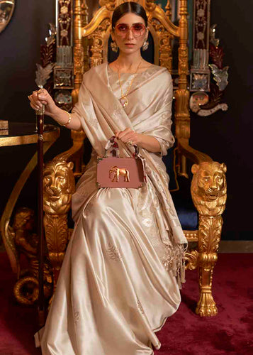 Tan Brown Designer Satin Silk Saree Clothsvilla