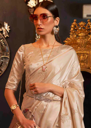 Tan Brown Designer Satin Silk Saree Clothsvilla