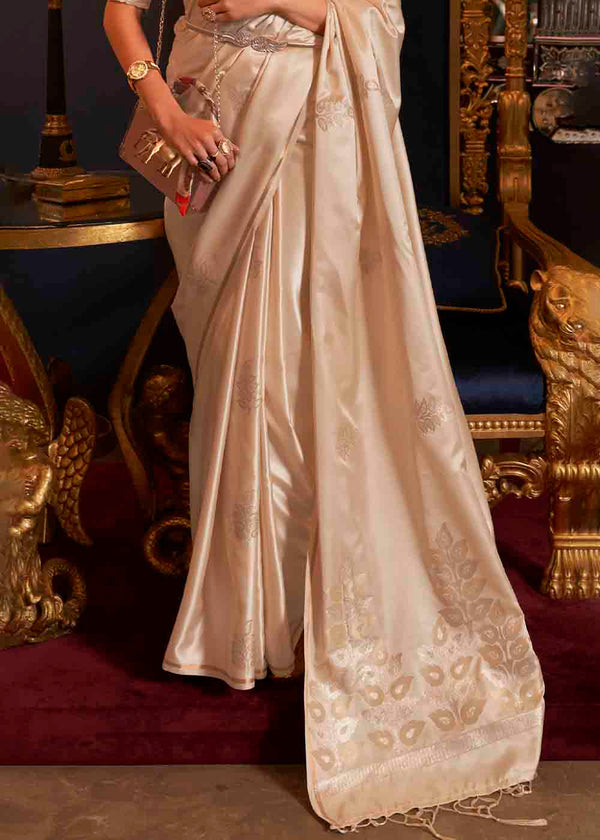Tan Brown Designer Satin Silk Saree Clothsvilla