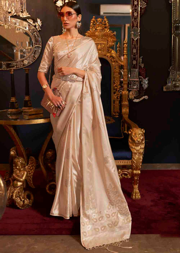 Tan Brown Designer Satin Silk Saree Clothsvilla