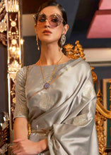 Load image into Gallery viewer, Rhino Grey Designer Satin Silk Saree Clothsvilla