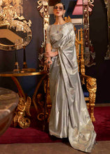 Load image into Gallery viewer, Rhino Grey Designer Satin Silk Saree Clothsvilla