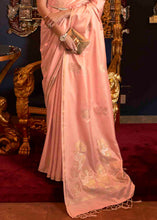 Load image into Gallery viewer, Coral Pink Designer Satin Silk Saree Clothsvilla