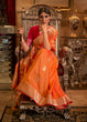Load image into Gallery viewer, Bright Orange Zari Woven Tussar Silk Saree Clothsvilla