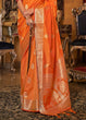 Load image into Gallery viewer, Bright Orange Zari Woven Tussar Silk Saree Clothsvilla