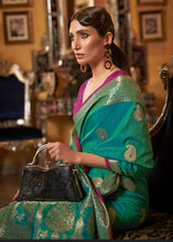 Load image into Gallery viewer, Jade Green Zari Woven Tussar Silk Saree Clothsvilla