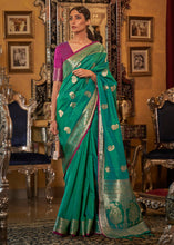 Load image into Gallery viewer, Jade Green Zari Woven Tussar Silk Saree Clothsvilla