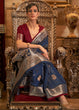 Load image into Gallery viewer, Midnight Blue Zari Woven Tussar Silk Saree Clothsvilla