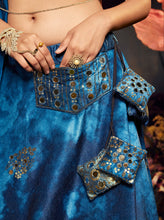 Load image into Gallery viewer, Opulent Blue Color Shibori Print  Mirror Work Lehenga Choli Clothsvilla