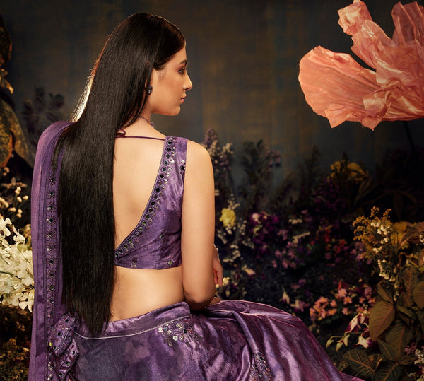 Glossy Purple Color Shibori Print  Mirror Work Lehenga Choli Clothsvilla