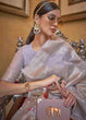 Load image into Gallery viewer, Blueish Grey Woven Banarasi Silk Saree with Sequins work Clothsvilla