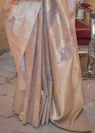 Blueish Grey Woven Banarasi Silk Saree with Sequins work Clothsvilla