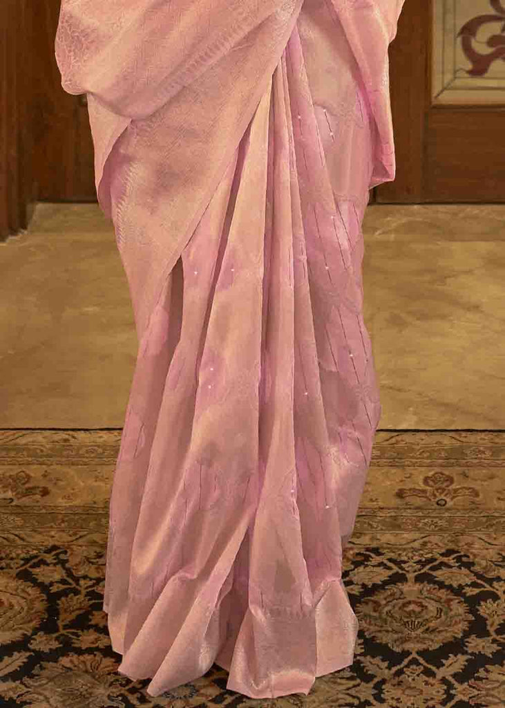 Vivid Pink Woven Banarasi Silk Saree with Sequins work Clothsvilla