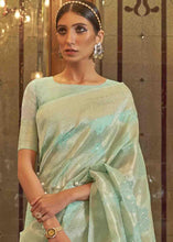 Load image into Gallery viewer, Mint Green Woven Banarasi Silk Saree with Sequins work Clothsvilla