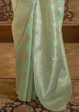 Load image into Gallery viewer, Mint Green Woven Banarasi Silk Saree with Sequins work Clothsvilla