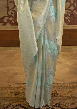 Arctic Blue Woven Banarasi Silk Saree with Sequins work Clothsvilla