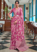 Load image into Gallery viewer, Magenta Pink Chikankari Weaving Silk Saree Clothsvilla