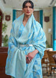 Load image into Gallery viewer, Olympic Blue Chikankari Weaving Silk Saree Clothsvilla