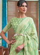 Load image into Gallery viewer, Pastel Green Chikankari Weaving Silk Saree Clothsvilla