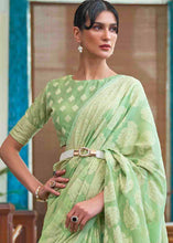Load image into Gallery viewer, Pastel Green Chikankari Weaving Silk Saree Clothsvilla