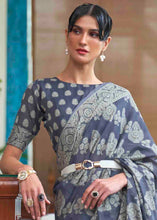 Load image into Gallery viewer, Wedgewood Blue Chikankari Weaving Silk Saree Clothsvilla