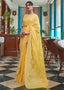 Butter Yellow Chikankari Weaving Silk Saree Clothsvilla