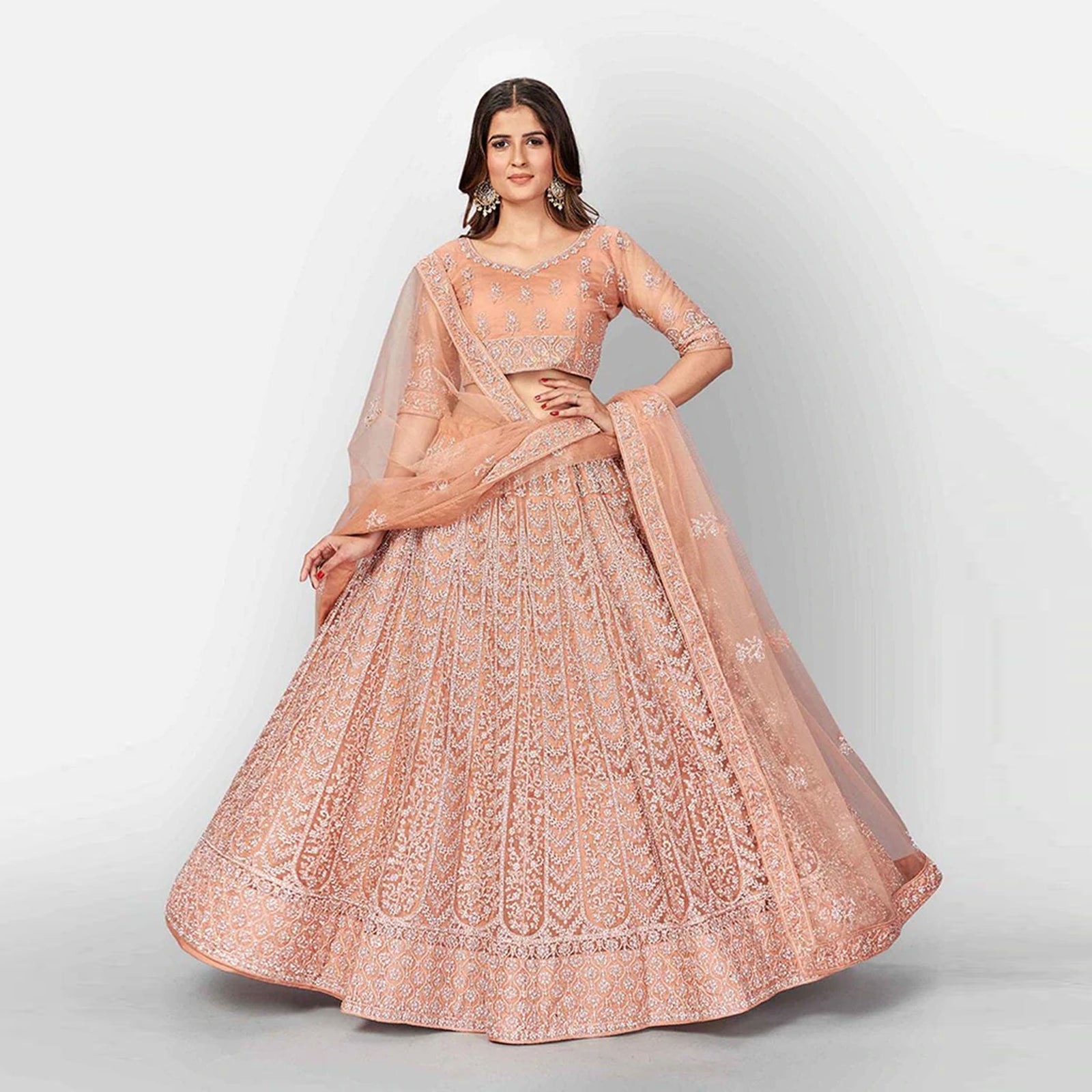 Brandy Rose Lehenga Choli in Soft Net Thraed Sequence and Zari Work ClothsVilla