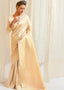 Cream White & Golden Blend Kanjivaram Silk Saree Clothsvilla