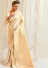 Load image into Gallery viewer, Cream White &amp; Golden Blend Kanjivaram Silk Saree Clothsvilla