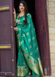 Load image into Gallery viewer, Emerald Green Silk Saree with Floral Motif Zari Border Clothsvilla