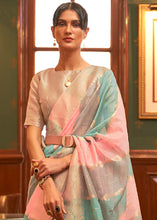 Load image into Gallery viewer, Pink &amp; Blue Woven Organza Silk Saree Clothsvilla