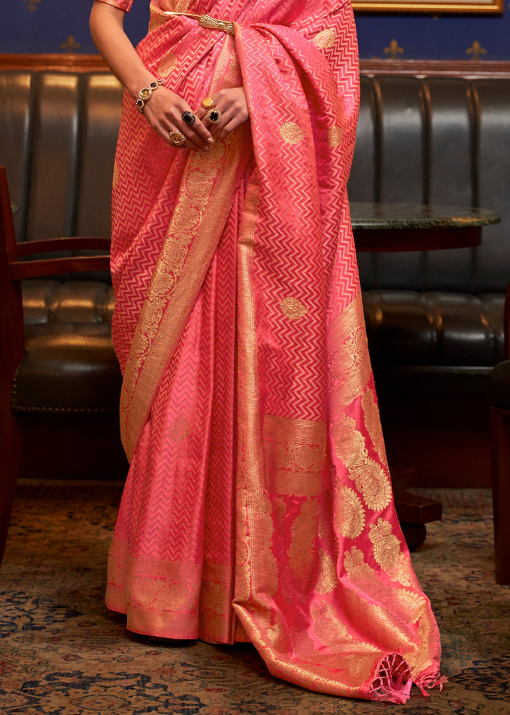 Brink Pink Designer Satin Silk Saree Clothsvilla