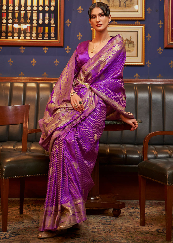 Lollipop Purple Designer Satin Silk Saree Clothsvilla