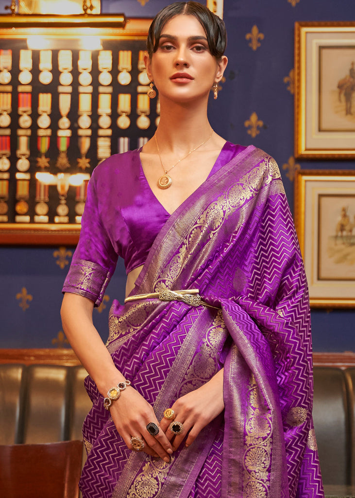 Lollipop Purple Designer Satin Silk Saree Clothsvilla