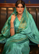 Load image into Gallery viewer, Caribbean Green Designer Satin Silk Saree Clothsvilla