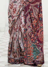 Load image into Gallery viewer, Cloudy Grey Digital Floral Printed Crepe Silk Saree Clothsvilla