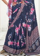 Load image into Gallery viewer, Prussian Blue Digital Floral Printed Crepe Silk Saree Clothsvilla