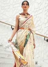 Load image into Gallery viewer, Parchment White Digital Printed Crepe Silk Saree Clothsvilla