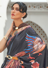 Load image into Gallery viewer, Sable Black Digital Printed Crepe Silk Saree Clothsvilla