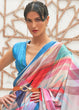 Load image into Gallery viewer, Azure Blue Digital Printed Crepe Silk Saree Clothsvilla