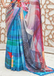 Load image into Gallery viewer, Azure Blue Digital Printed Crepe Silk Saree Clothsvilla