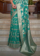 Load image into Gallery viewer, Tiffany Blue Green Two Tone Handloom Woven Organza Silk Saree Clothsvilla