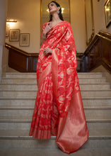 Load image into Gallery viewer, Crimson Red Two Tone Handloom Woven Organza Silk Saree Clothsvilla
