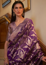 Load image into Gallery viewer, Eminence Purple Two Tone Handloom Woven Organza Silk Saree Clothsvilla