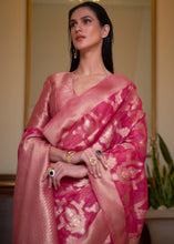 Load image into Gallery viewer, Hot Pink Two Tone Handloom Woven Organza Silk Saree Clothsvilla